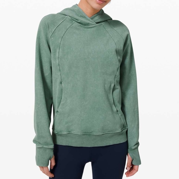 lululemon athletica Tops - LULULEMON Scuba Pullover *Wash in Washed Tidewater Teal Hoodie Green 8 W3CODS